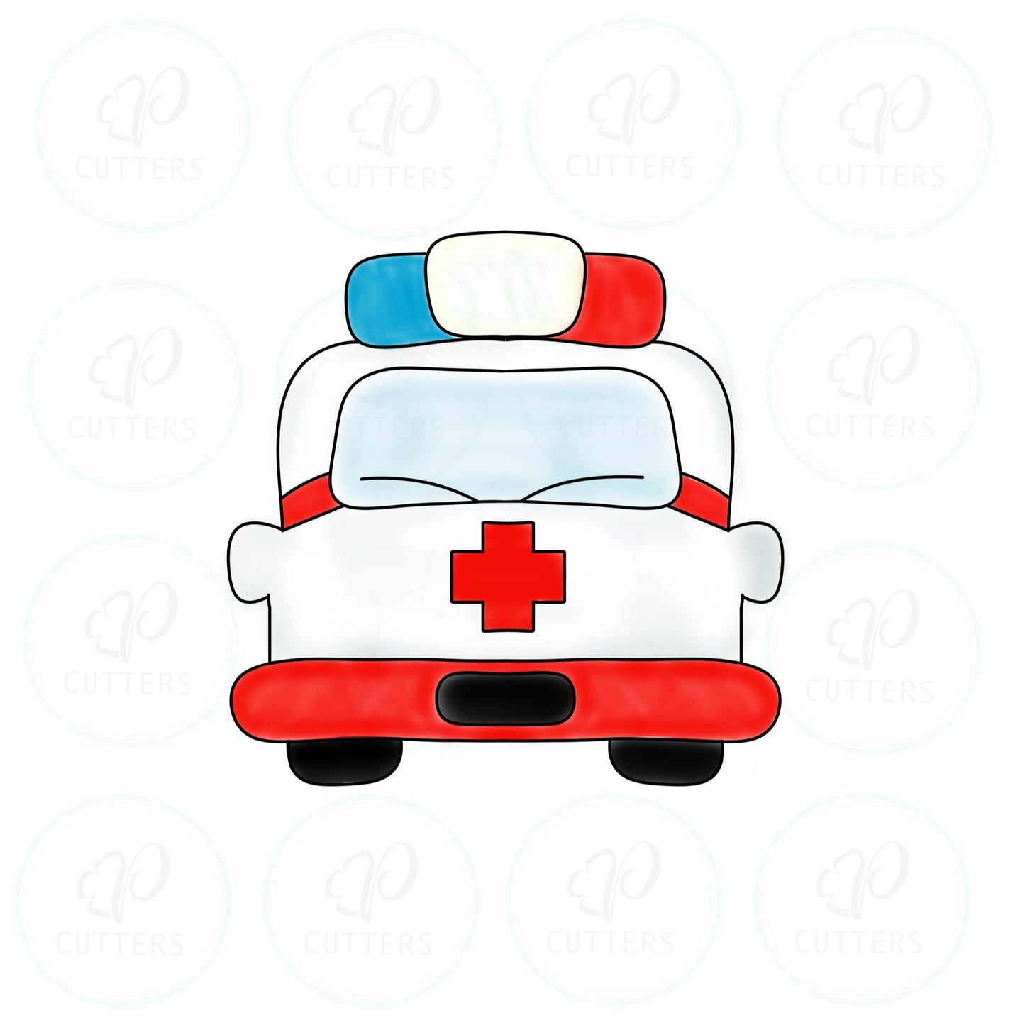 Ambulance Front View Cookie Cutter - Periwinkles Cutters