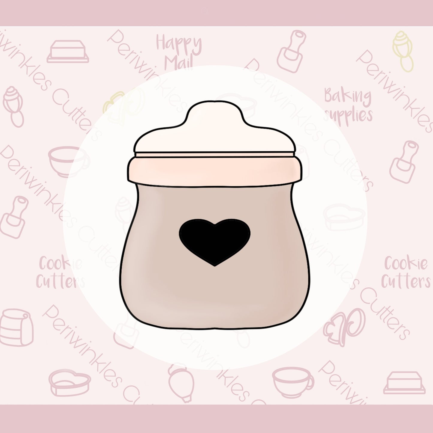 Baby Bottle Cut Out Heart Cookie Cutter - Periwinkles Cutters