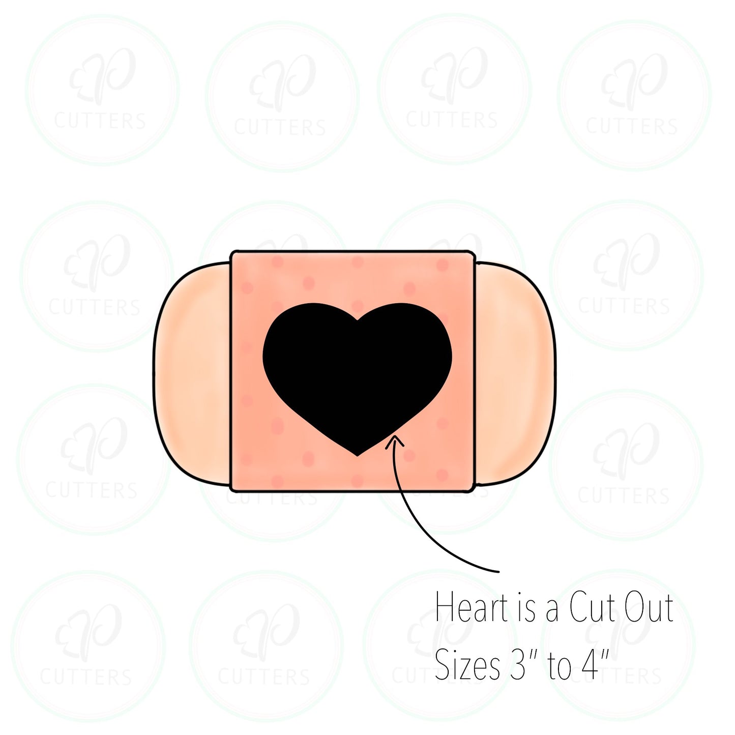 Band Aid Cut Out Heart Cookie Cutter - Periwinkles Cutters