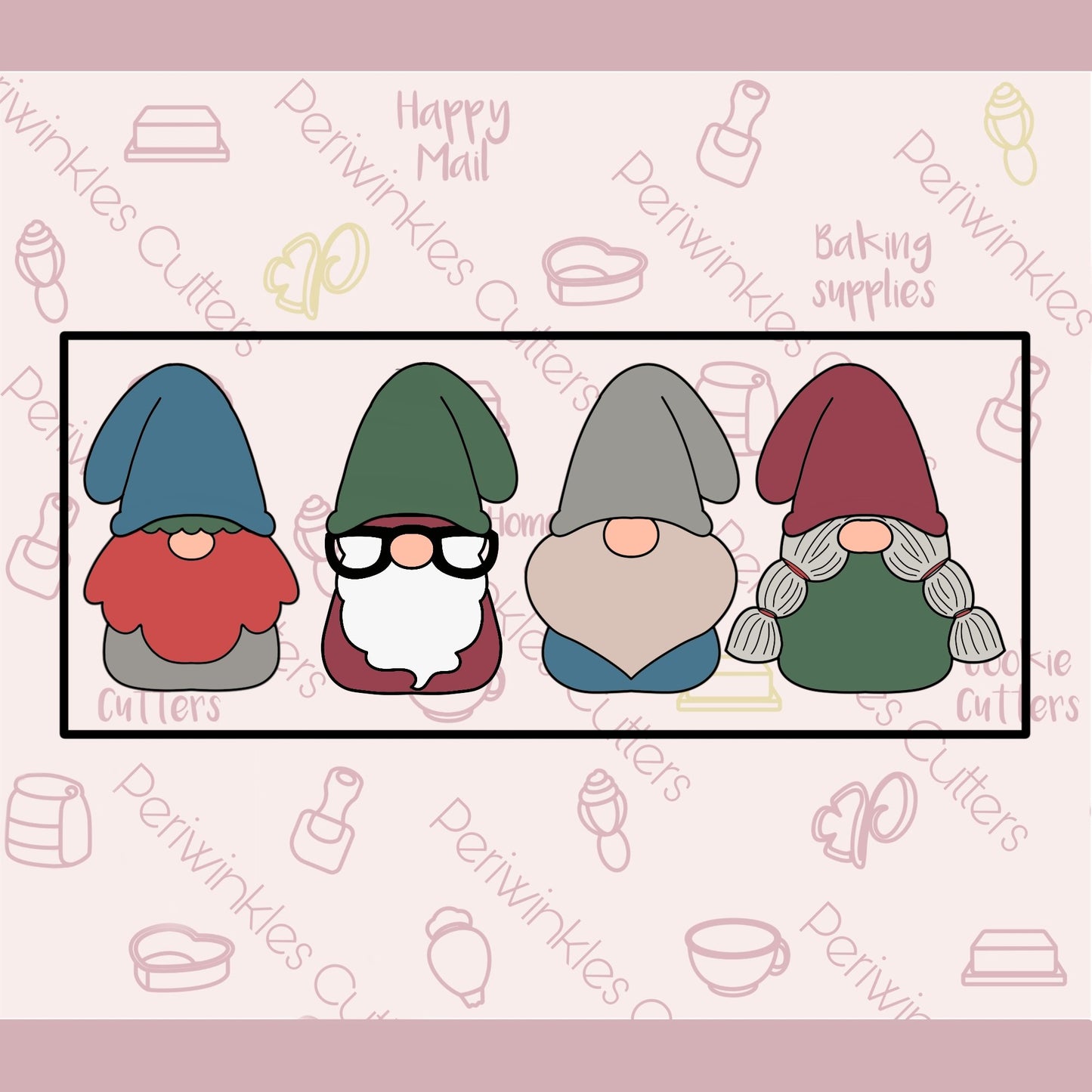 Christmas Gnomes Set of 4 Cookie Cutters - Periwinkles Cutters