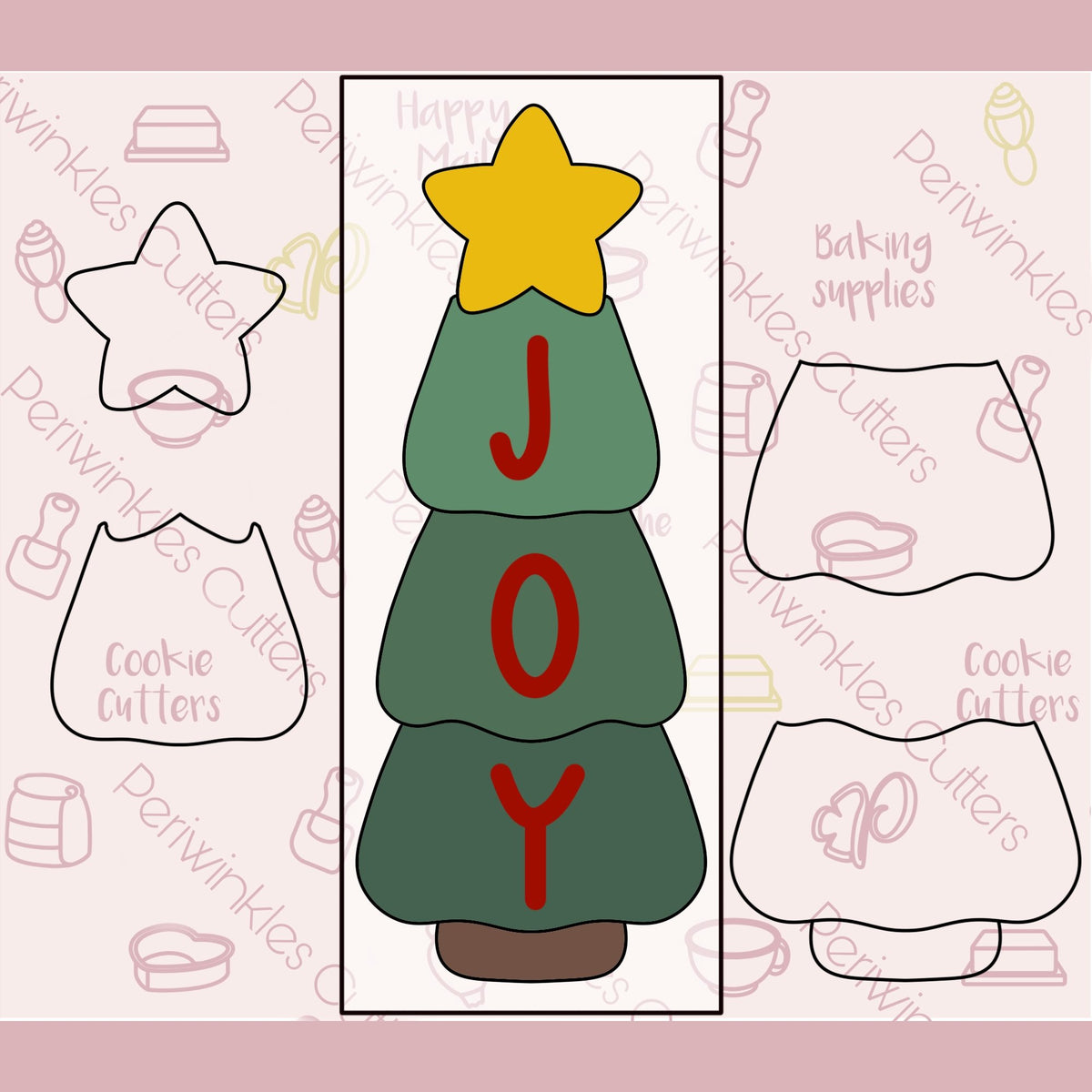 Christmas Tree 4 Pieces Set Cookie Cutter - Periwinkles Cutters
