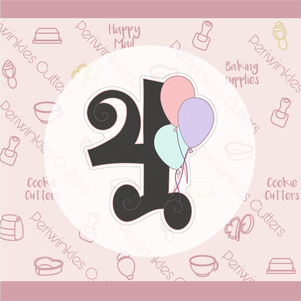 Curly Balloons Numbers Cookie Cutter - Periwinkles Cutters