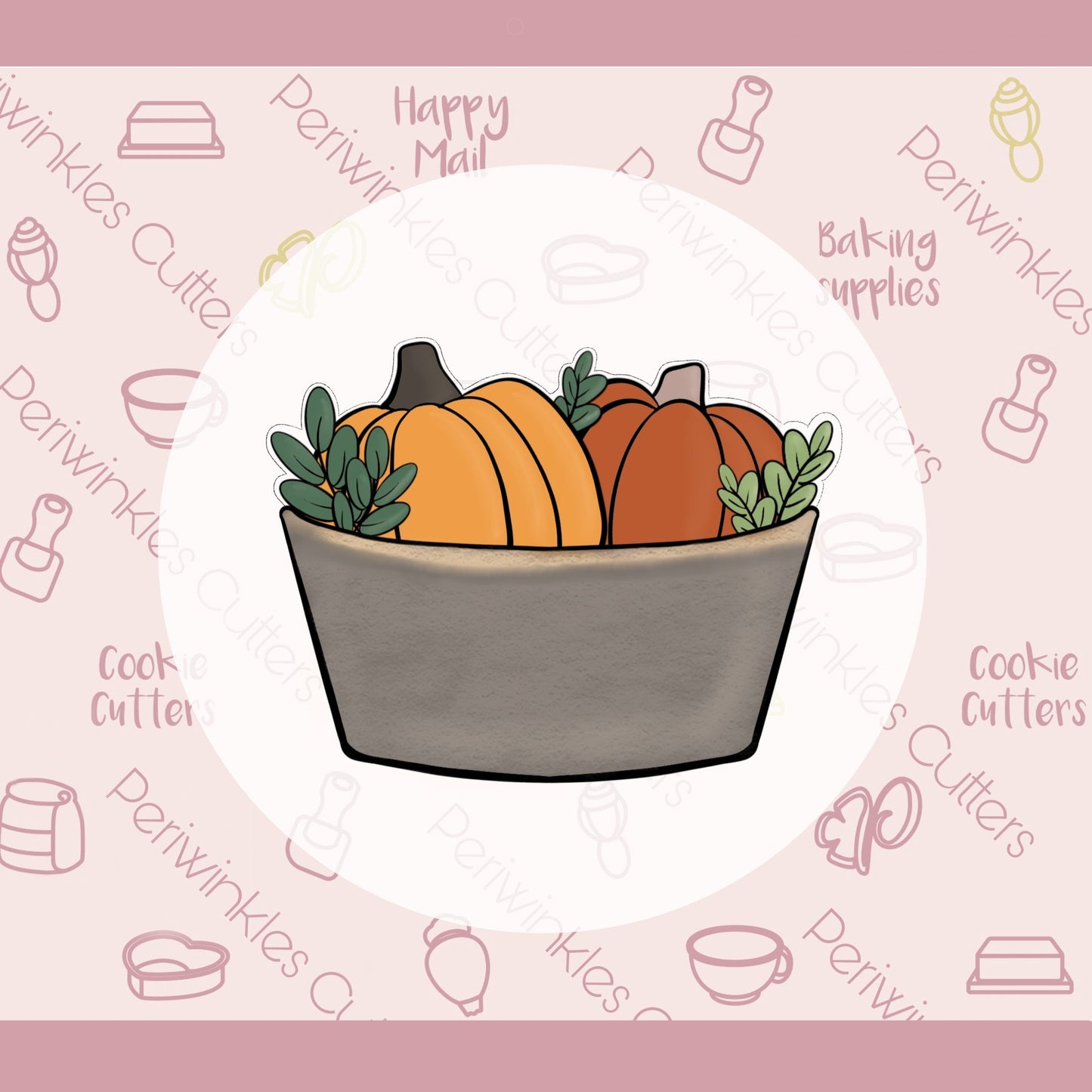 Fall Bucket Planter Cookie Cutter - Periwinkles Cutters