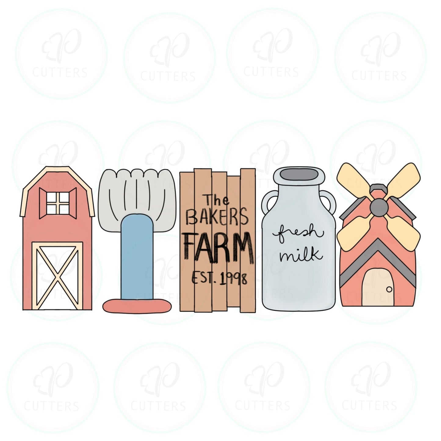 Farm House Tall Set Cookie Cutter - Periwinkles Cutters