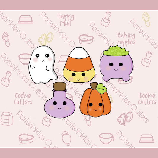 Frosted Halloween Mini Set of 5 Cookie Cutter - Periwinkles Cutters