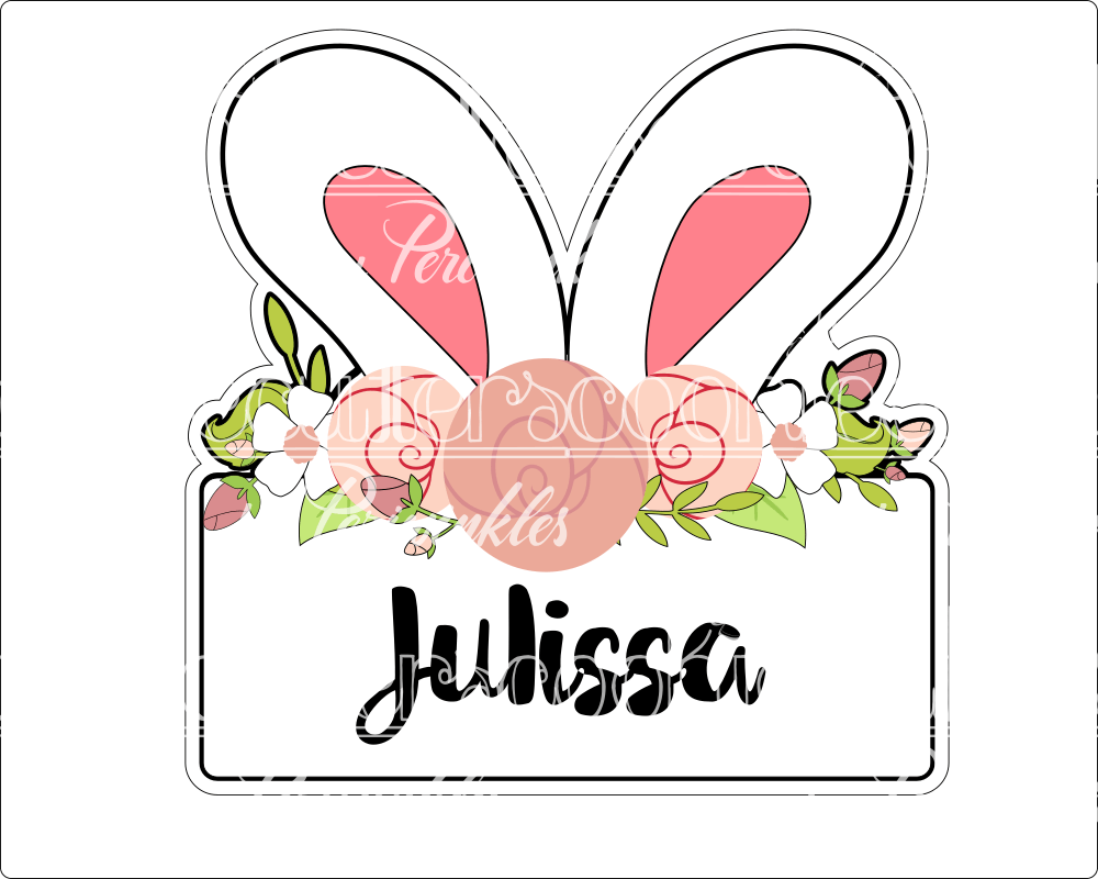 Girly Bunny Ears Plaque Cookie Cutter - Periwinkles Cutters