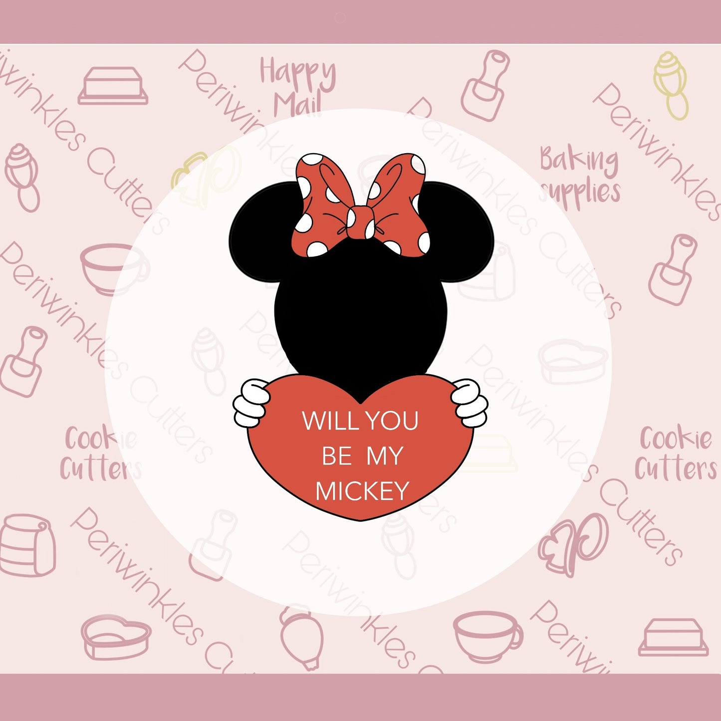 Girly Mouse with Heart Cookie Cutter - Periwinkles Cutters