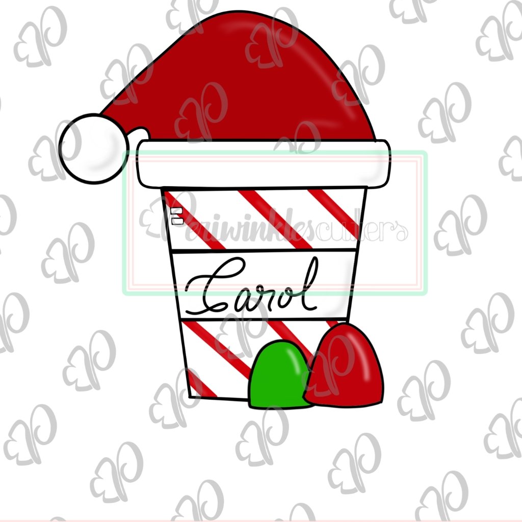 Latte Cup with Santa's Hat Cookie Cutter - Periwinkles Cutters