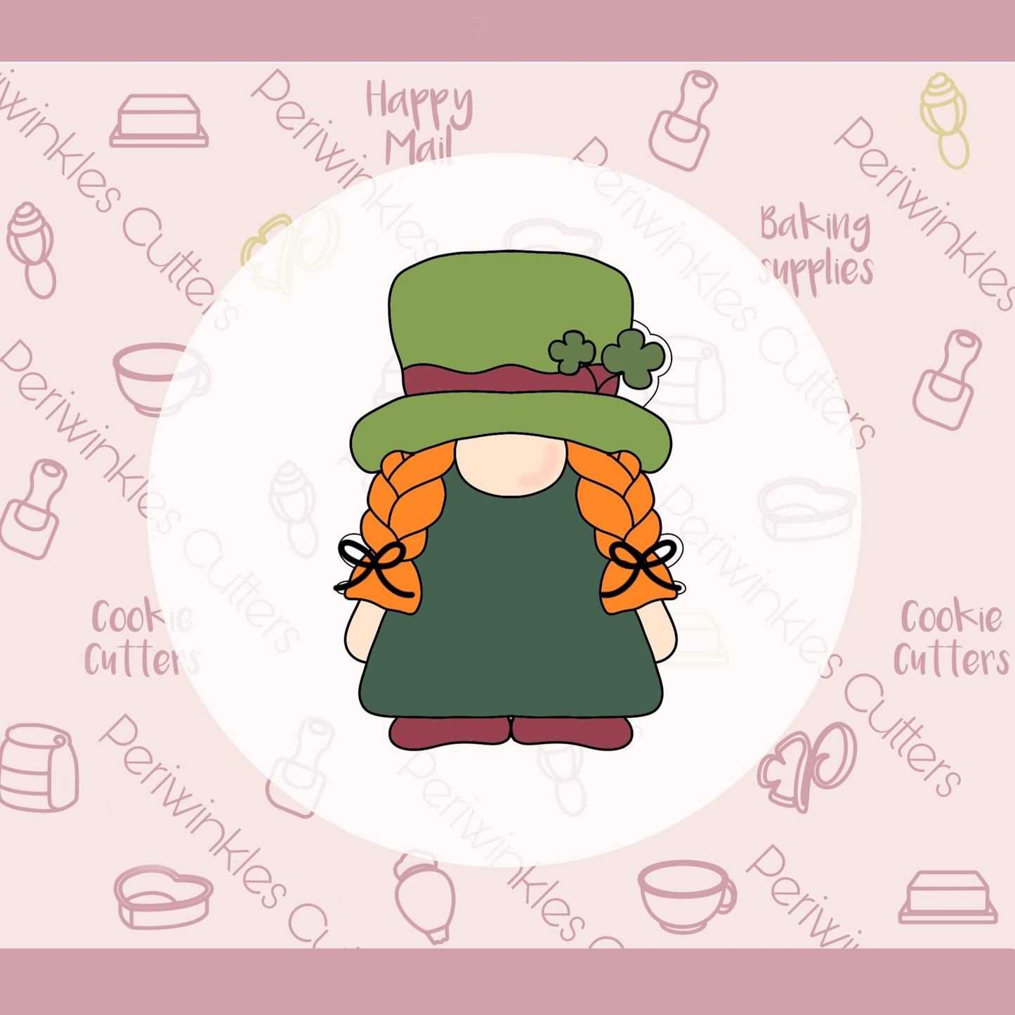 Leprechaun Gnome Girl Cookie Cutter - Periwinkles Cutters