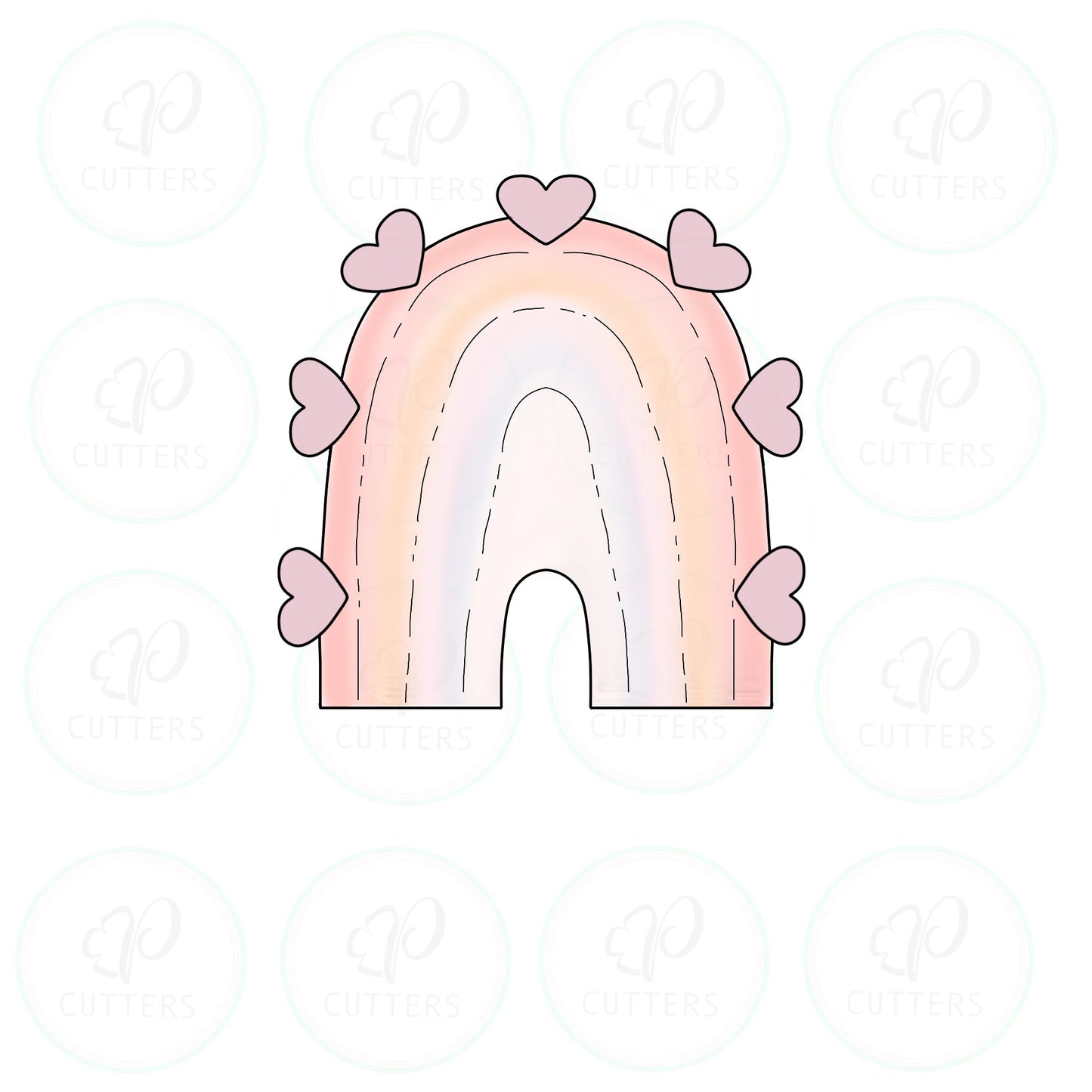 Modern Heart Rainbow Cookie Cutter - Periwinkles Cutters