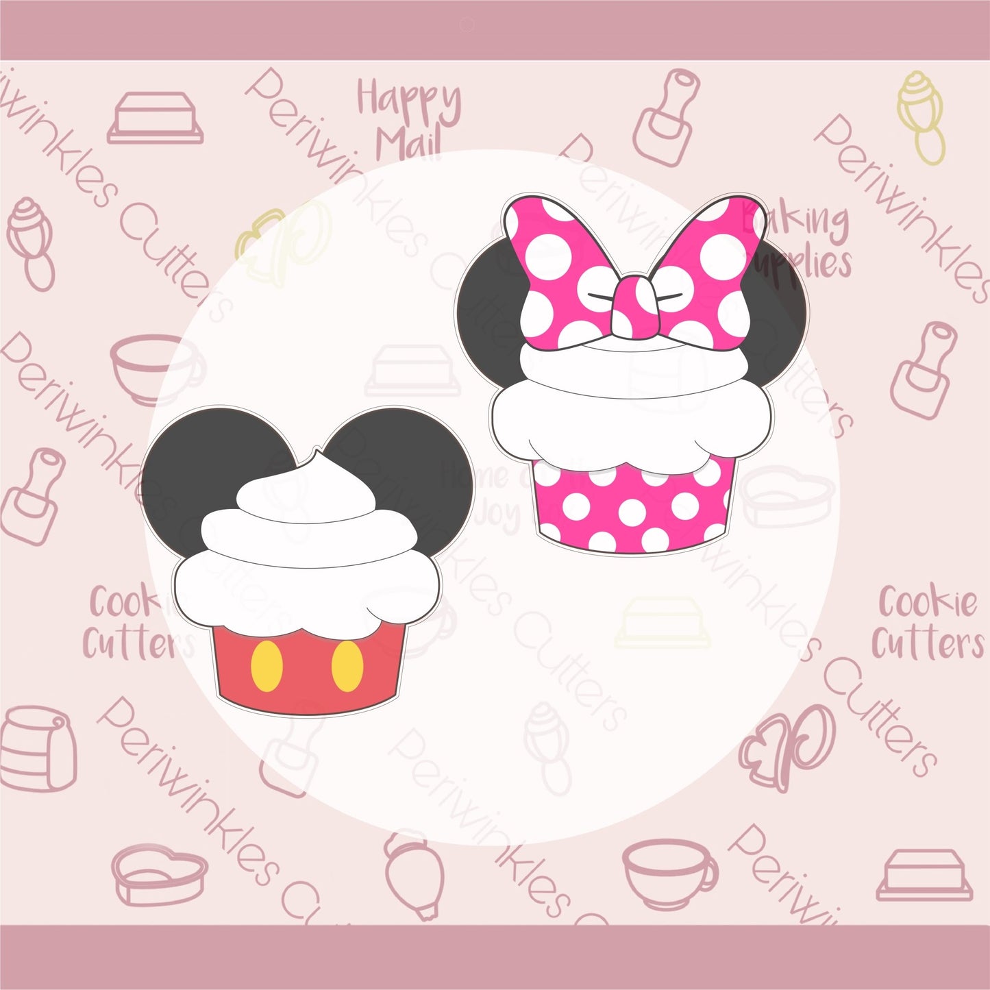 Mouse Ears Cupcake Cookie Cutter - Periwinkles Cutters