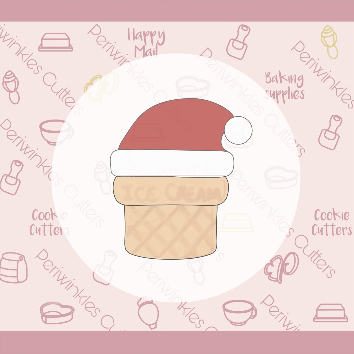 Santa's Hat Ice Cream Cookie Cutter - Periwinkles Cutters