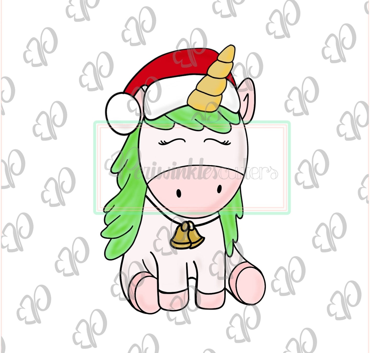 Shine Unicorn with Santa's Hat Cookie Cutter - Periwinkles Cutters