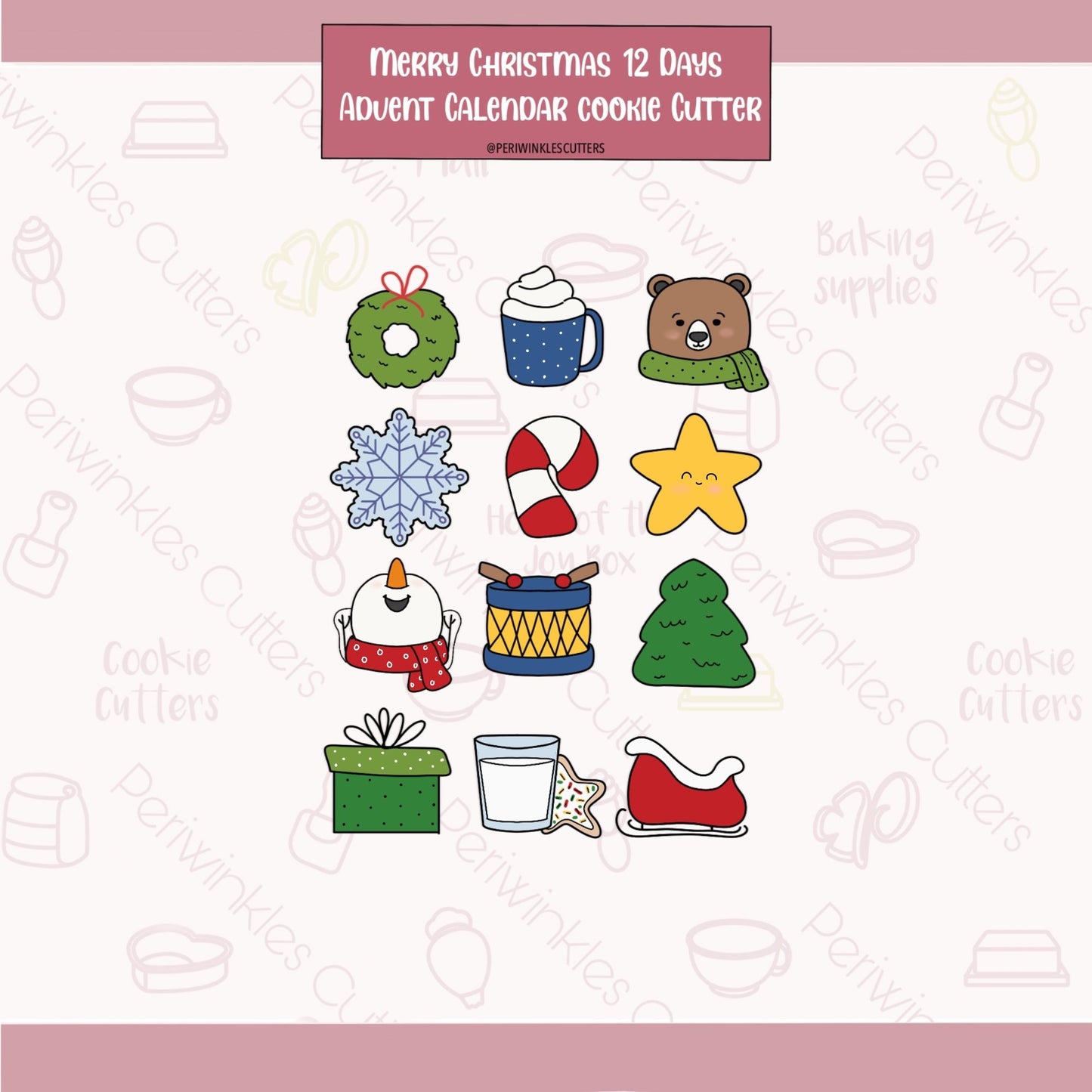 STL Files Merry Christmas 24 Mini Advent Calendar - Periwinkles Cutters