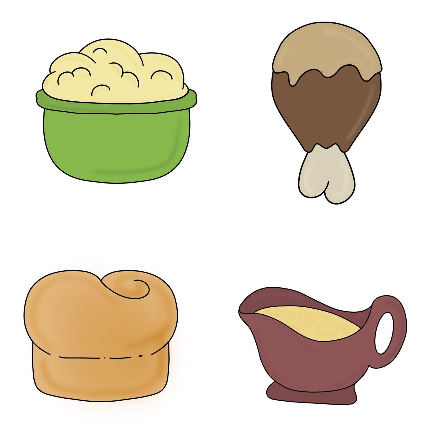 Thanksgiving Dinner Mini Set - Fall Cookie Cutters - Periwinkles Cutters