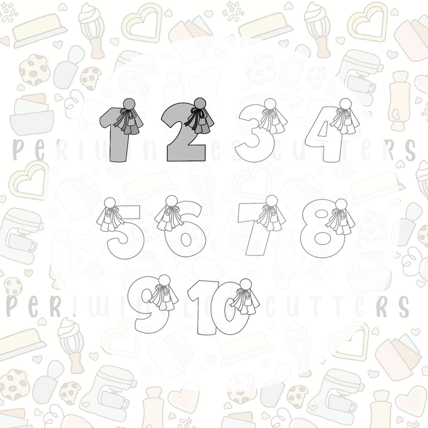 Numbers - Letters - Periwinkles Cutters