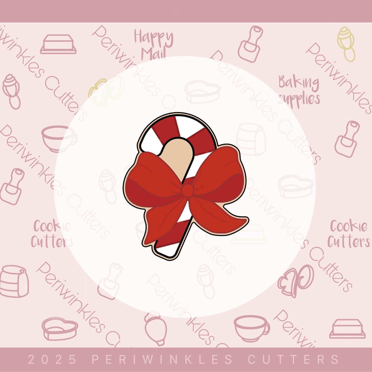 Coquette Candy Cane Cookie Cutter