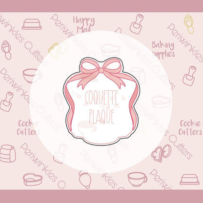 Coquette Plaque Cookie Cutter - Periwinkles Cutters Cookie Cutter