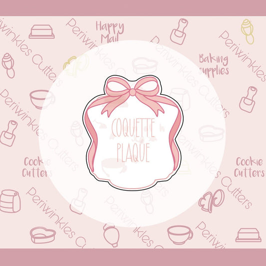 Coquette Plaque Cookie Cutter - Periwinkles Cutters Cookie Cutter