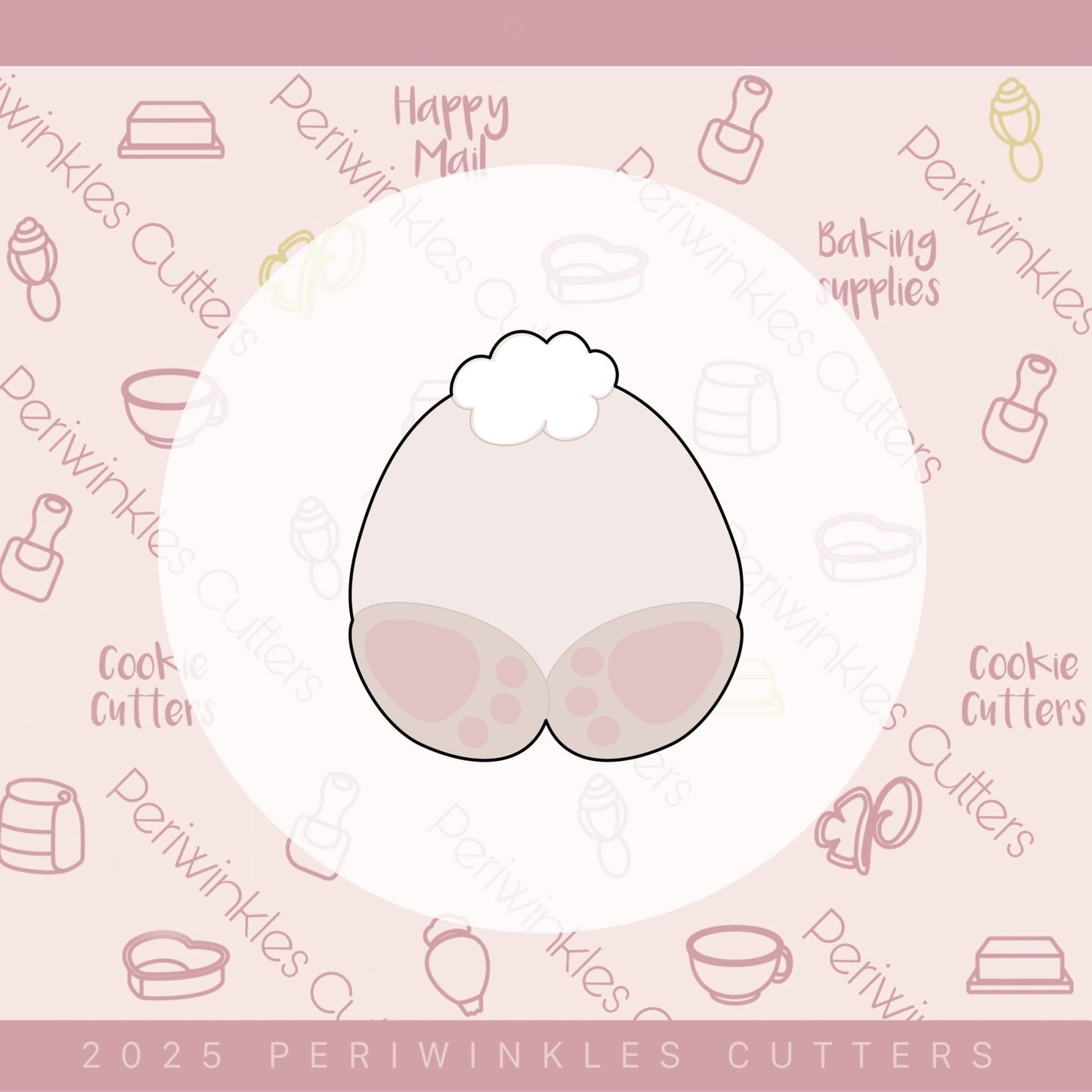 Cutie Bunny Butt Cookie Cutter - Periwinkles Cutters Cookie Cutter