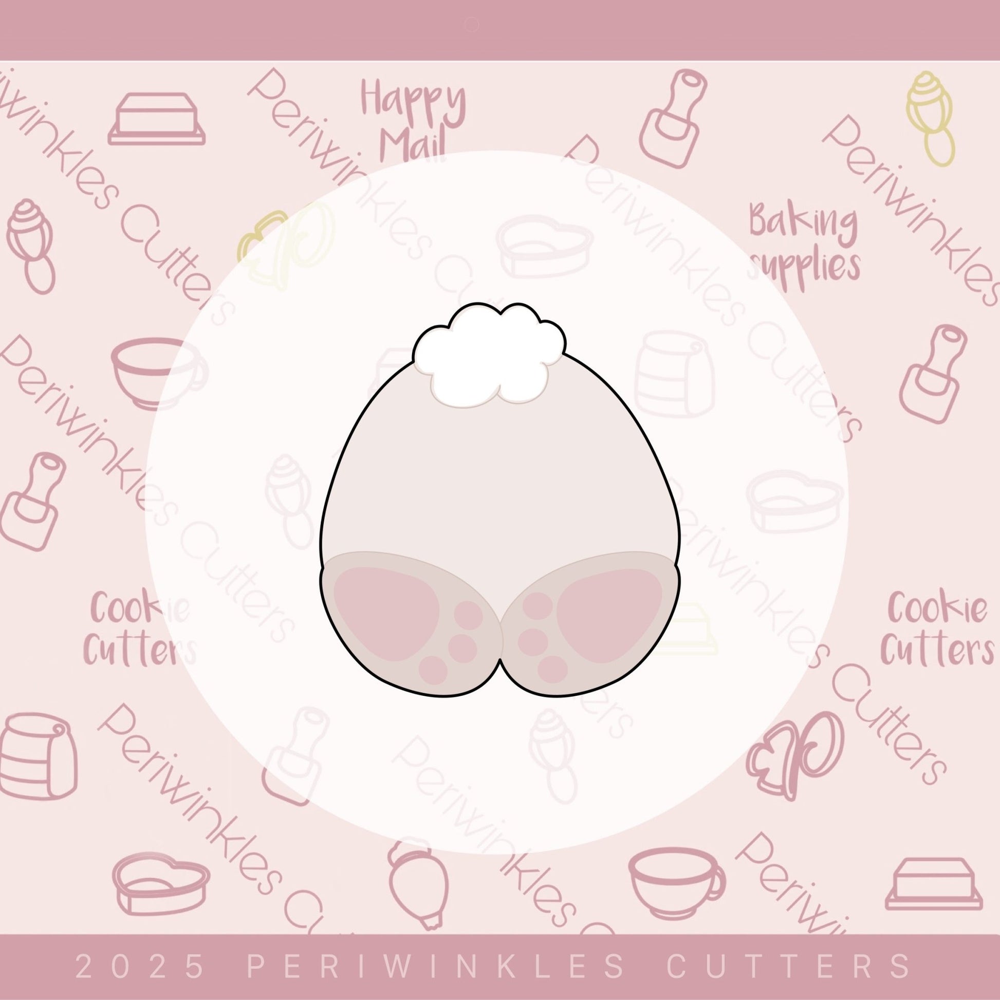 Cutie Bunny Butt Cookie Cutter - Periwinkles Cutters Cookie Cutter