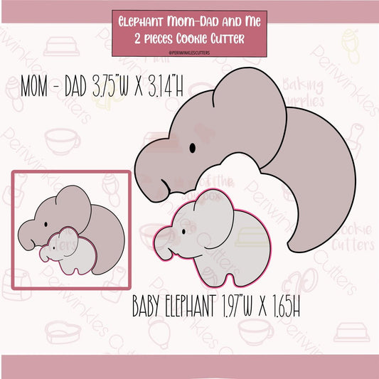 Elephant Mom - Dad and ME 2 Pieces Cookie Cutter - Periwinkles Cutters Cookie Cutter
