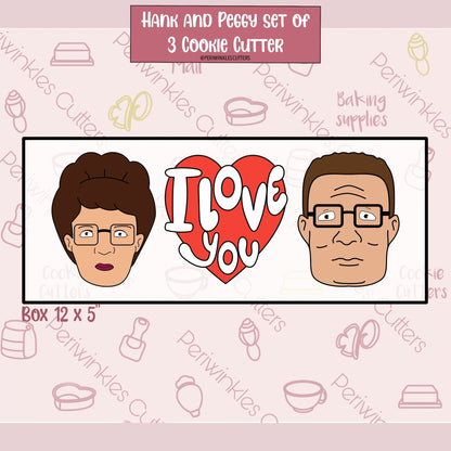 Hank and Peggy 3 Pieces Set Cookie Cutter - Periwinkles Cutters Cookie Cutter