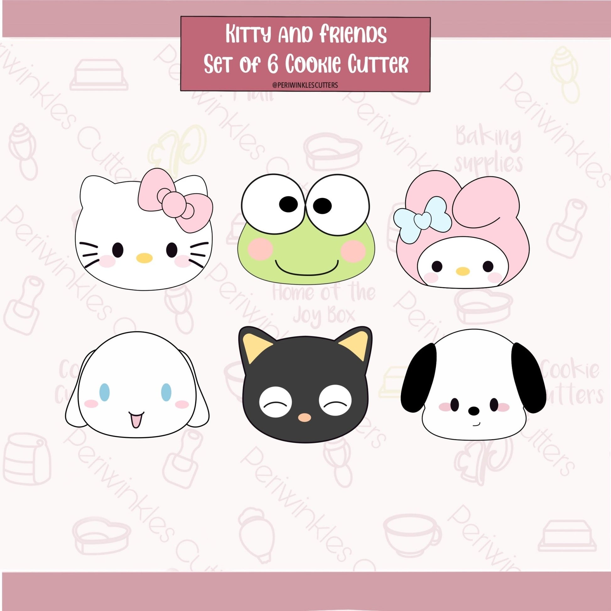 Hello Friends and Kitty Set of 6 Cookie Cutter - Periwinkles Cutters Cookie Cutter