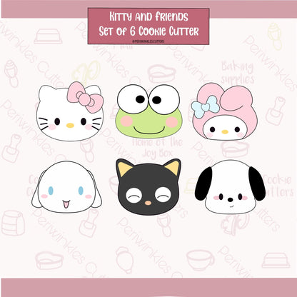 Hello Friends and Kitty Set of 6 Cookie Cutter - Periwinkles Cutters Cookie Cutter