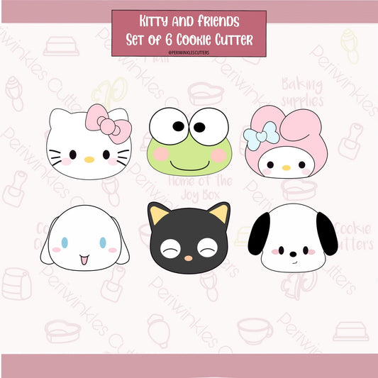 Hello Friends and Kitty Set of 6 Cookie Cutter - Periwinkles Cutters Cookie Cutter