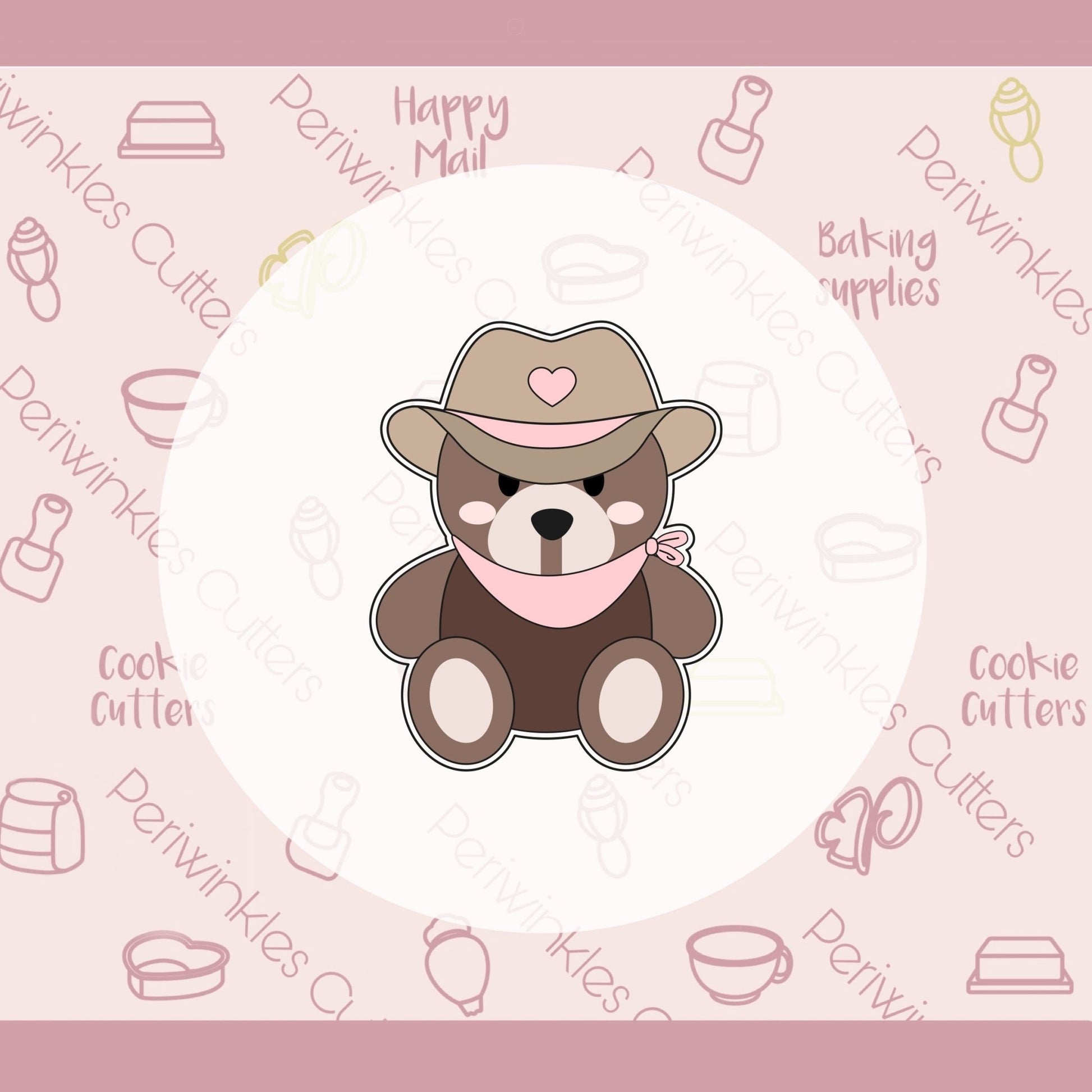 Howdy Bear Cookie Cutter - Periwinkles Cutters Cookie Cutter