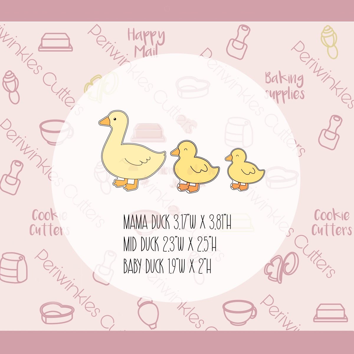 Mama Duck and Duckies 3 Pieces Cookie Cutter - Periwinkles Cutters Cookie Cutter