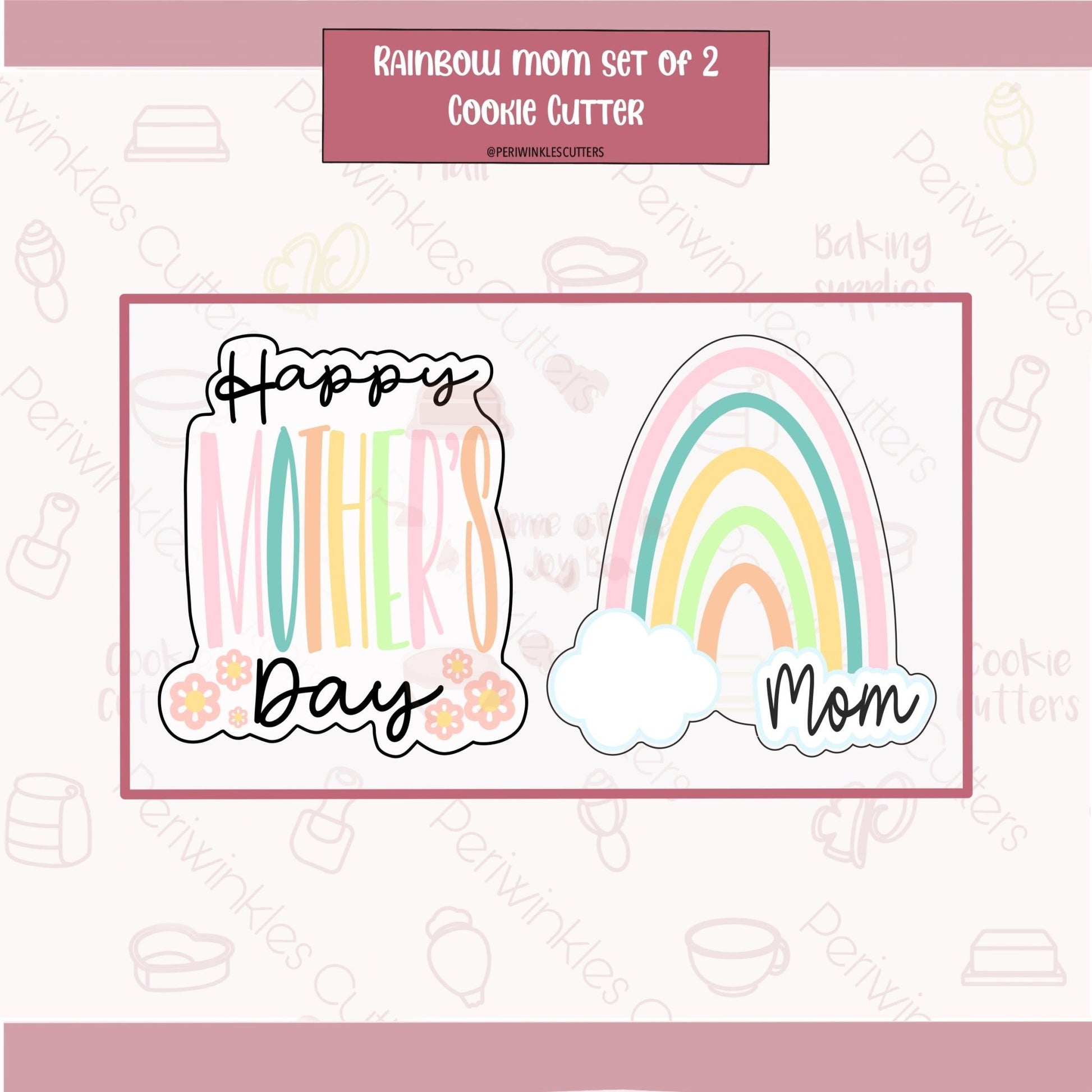 Rainbow Mom Set of 2 Cookie Cutter - Periwinkles Cutters Cookie Cutter