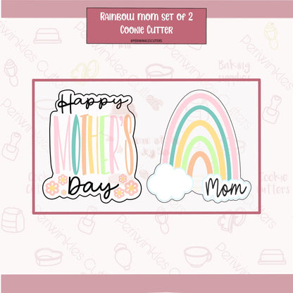 Rainbow Mom Set of 2 Cookie Cutter - Periwinkles Cutters Cookie Cutter