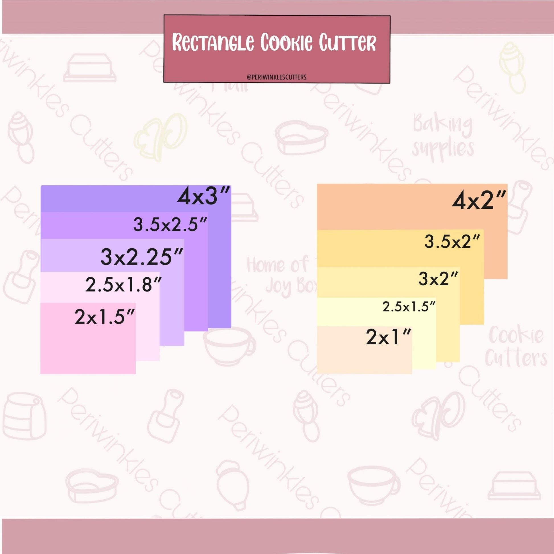 Rectangle Cookie Cutter - Periwinkles Cutters Cookie Cutter