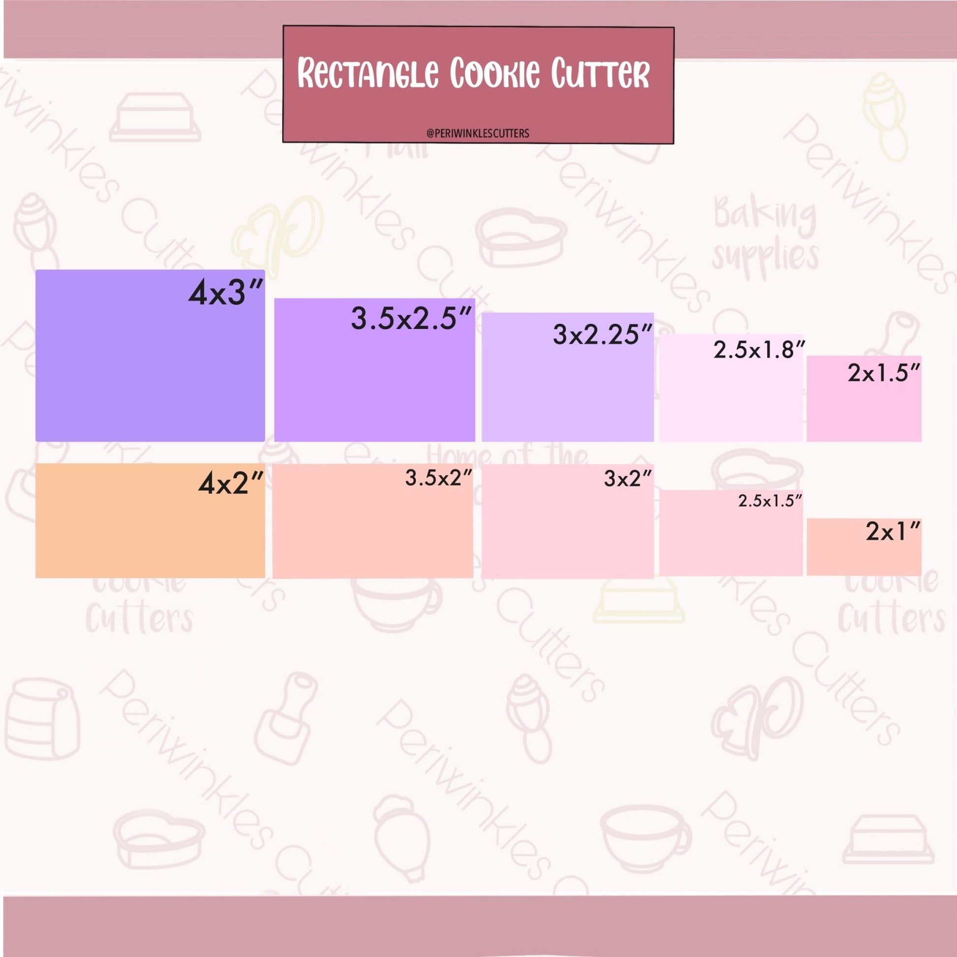 Rectangle Cookie Cutter - Periwinkles Cutters Cookie Cutter