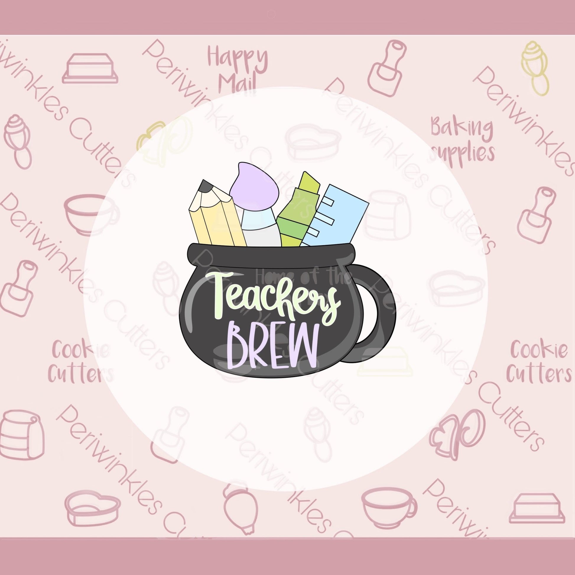 Teachers Brew Cauldron Mug Cookie Cutter - Periwinkles Cutters Cookie Cutter