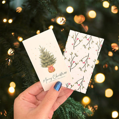 Tree Merry Christmas PRE PRINTED - 25 Tags - Periwinkles Cutters Sticker
