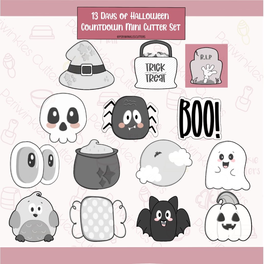 13 Days of Halloween Countdown Mini Cutter Set - Periwinkles Cutters Cookie Cutter