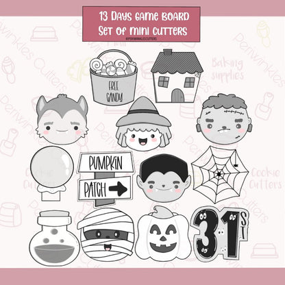 13 Days of Halloween Game Board Mini Cutter Set - Periwinkles Cutters Cookie Cutter