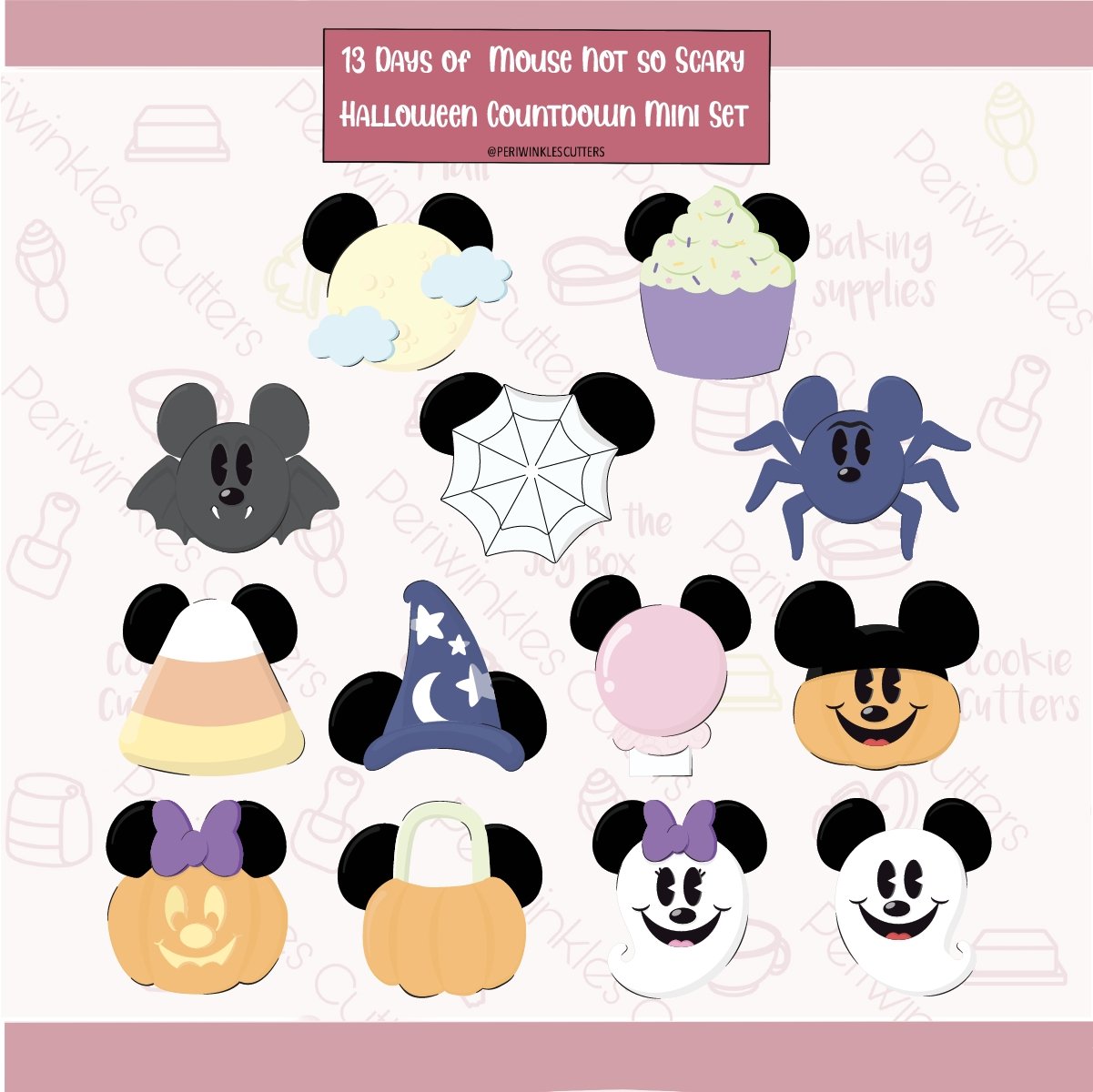 13 Days of Mouse Not So Scary Halloween Countdown Mini Set - Periwinkles Cutters Cookie Cutter
