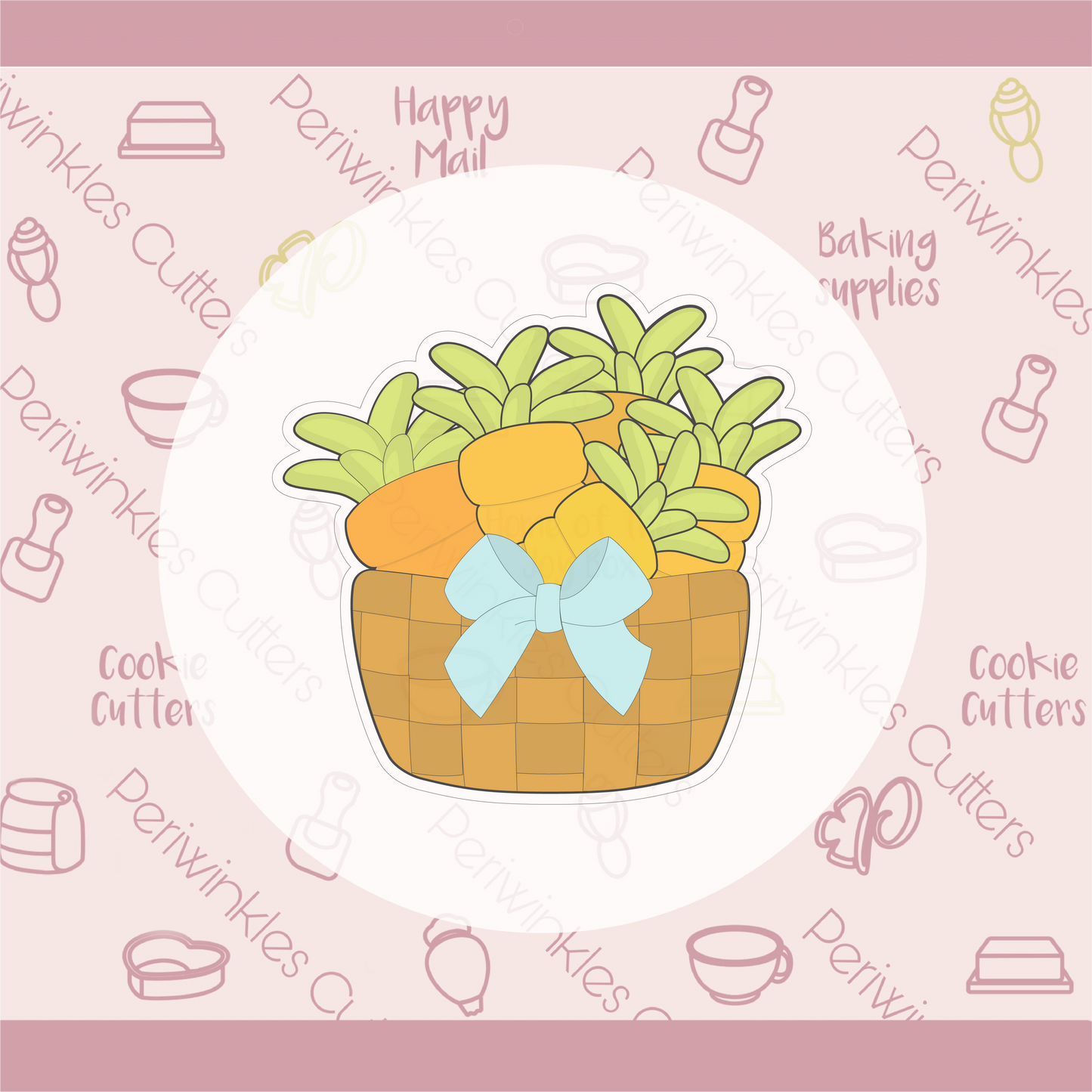 Floral - Carrots Basket Cookie Cutter - Periwinkles Cookie Cutters 