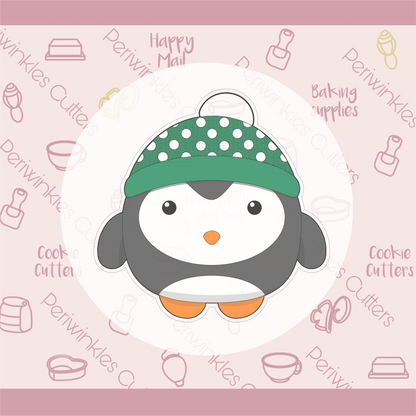 Girl and Boy Cozy Snowball Penguin Cookie Cutter - Periwinkles Cookie Cutters 