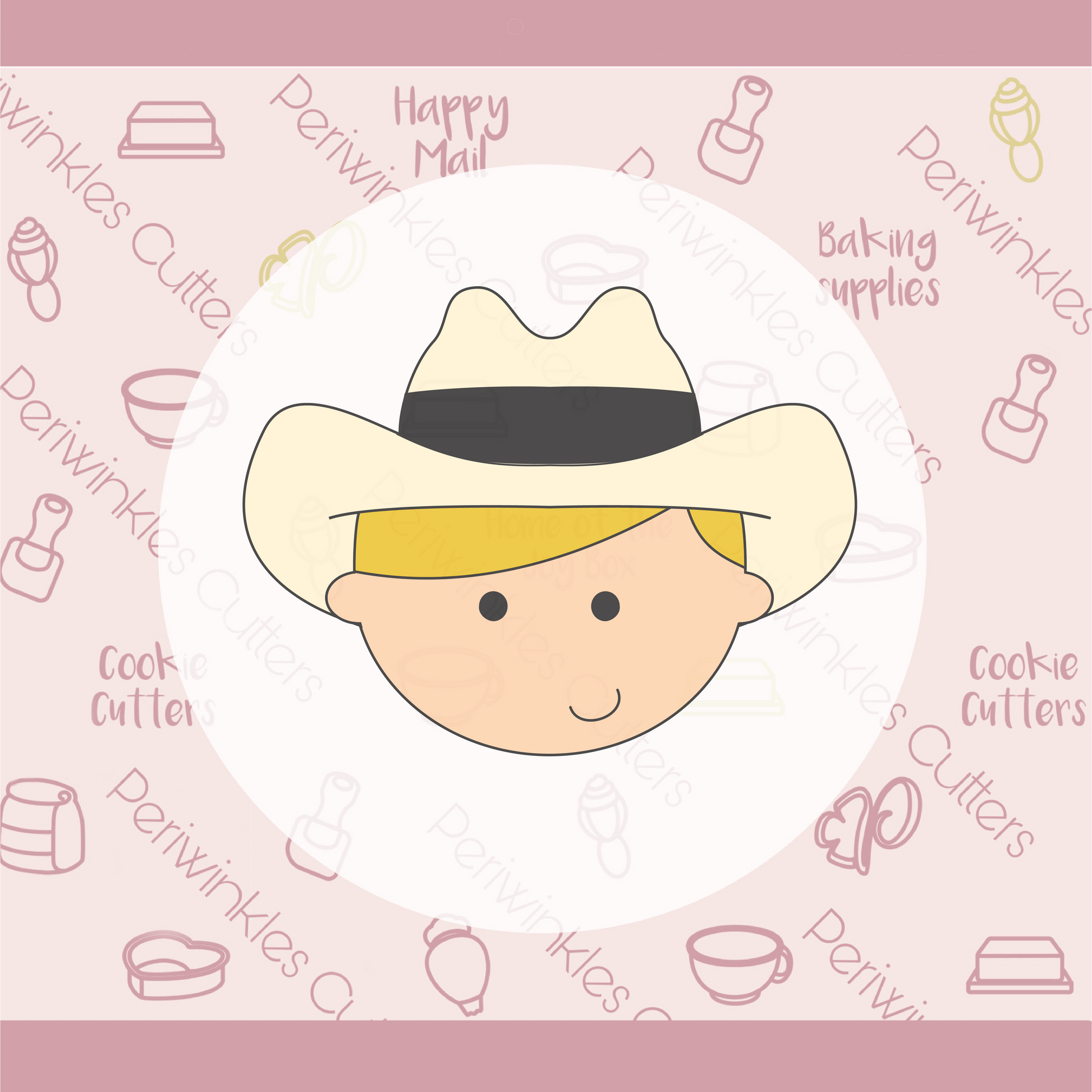 Cowboy Face Cookie Cutter - Periwinkles Cookie Cutters 