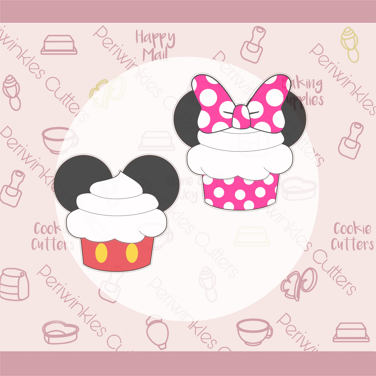 Girly Mouse Cupcake Cookie Cutter - Periwinkles Cookie Cutters 
