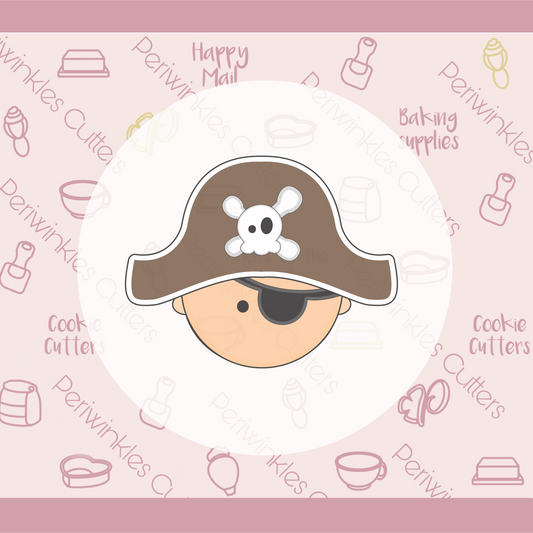 Pirate Head 2 Cookie Cutter - Periwinkles Cookie Cutters