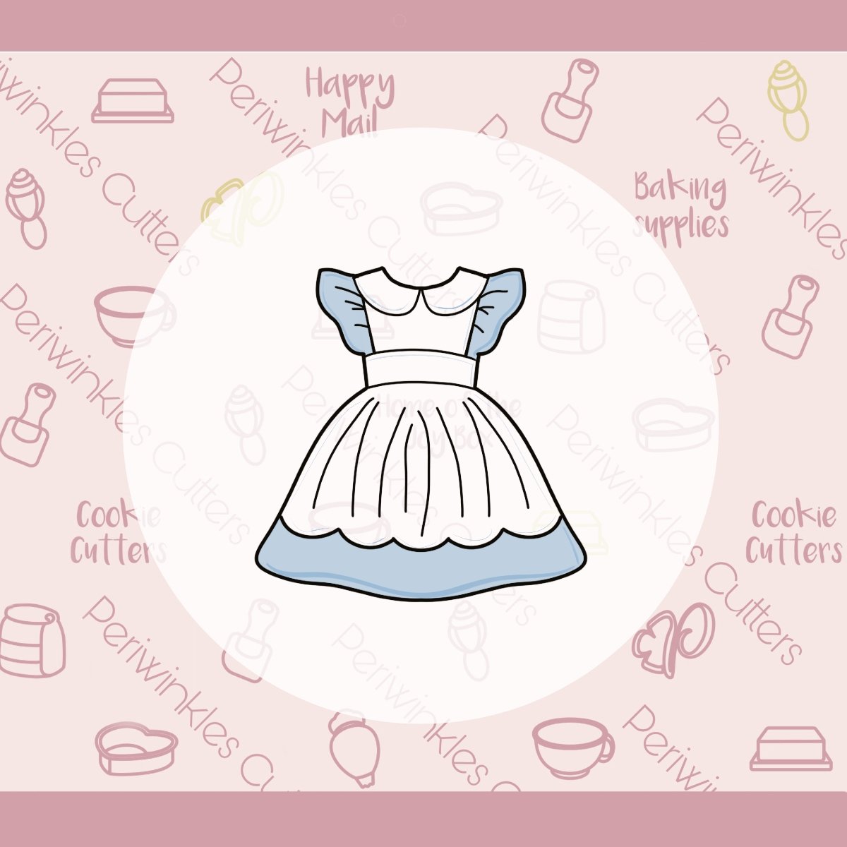 Alice Dress 2 Cookie Cutter - Periwinkles Cutters