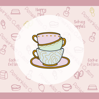Alice Stack of Teacups Cookie Cutter - Periwinkles Cutters