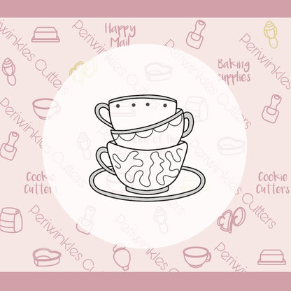 Alice Stack of Teacups Cookie Cutter - Periwinkles Cutters