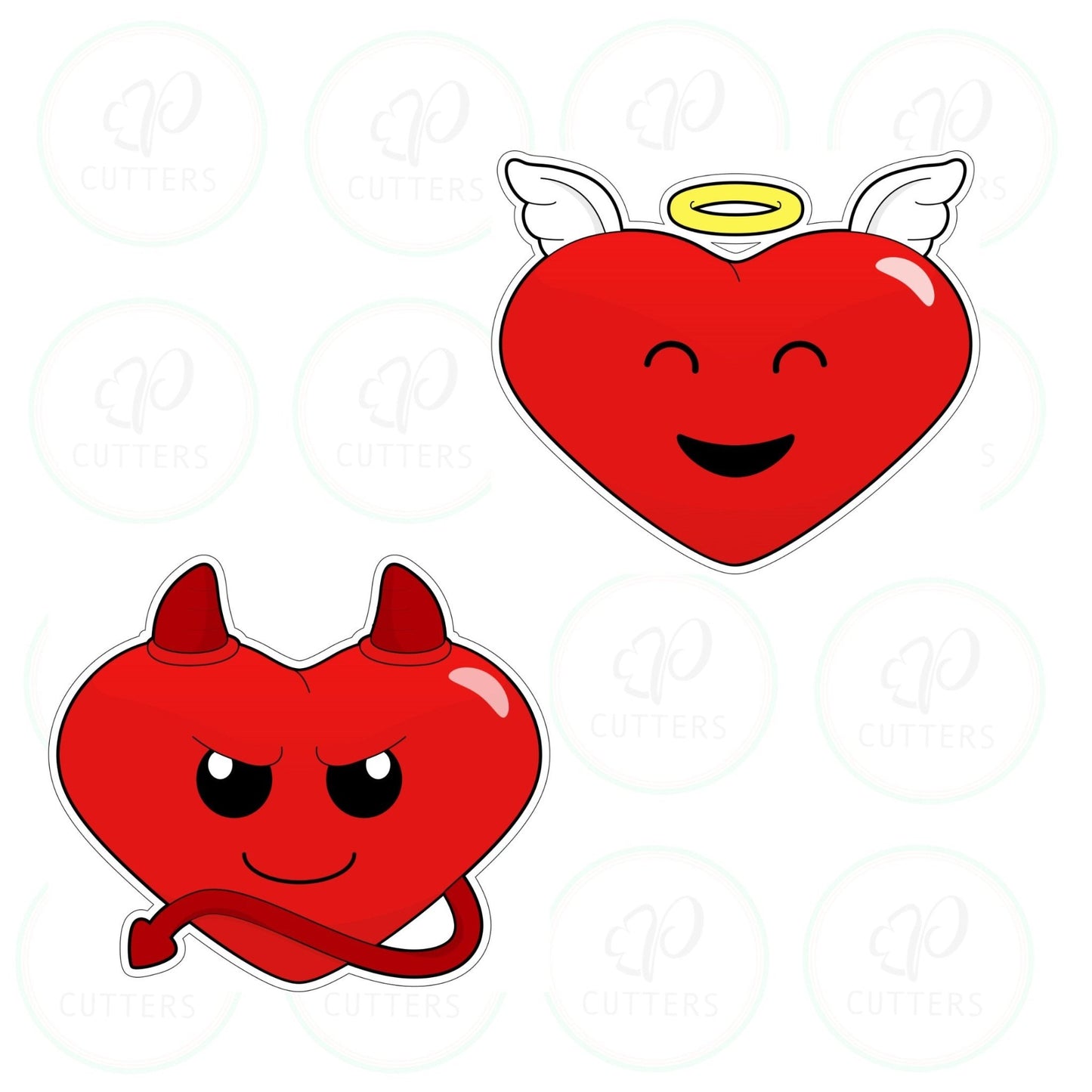 Angel and Devil Heart Cookie Cutter - Periwinkles Cutters